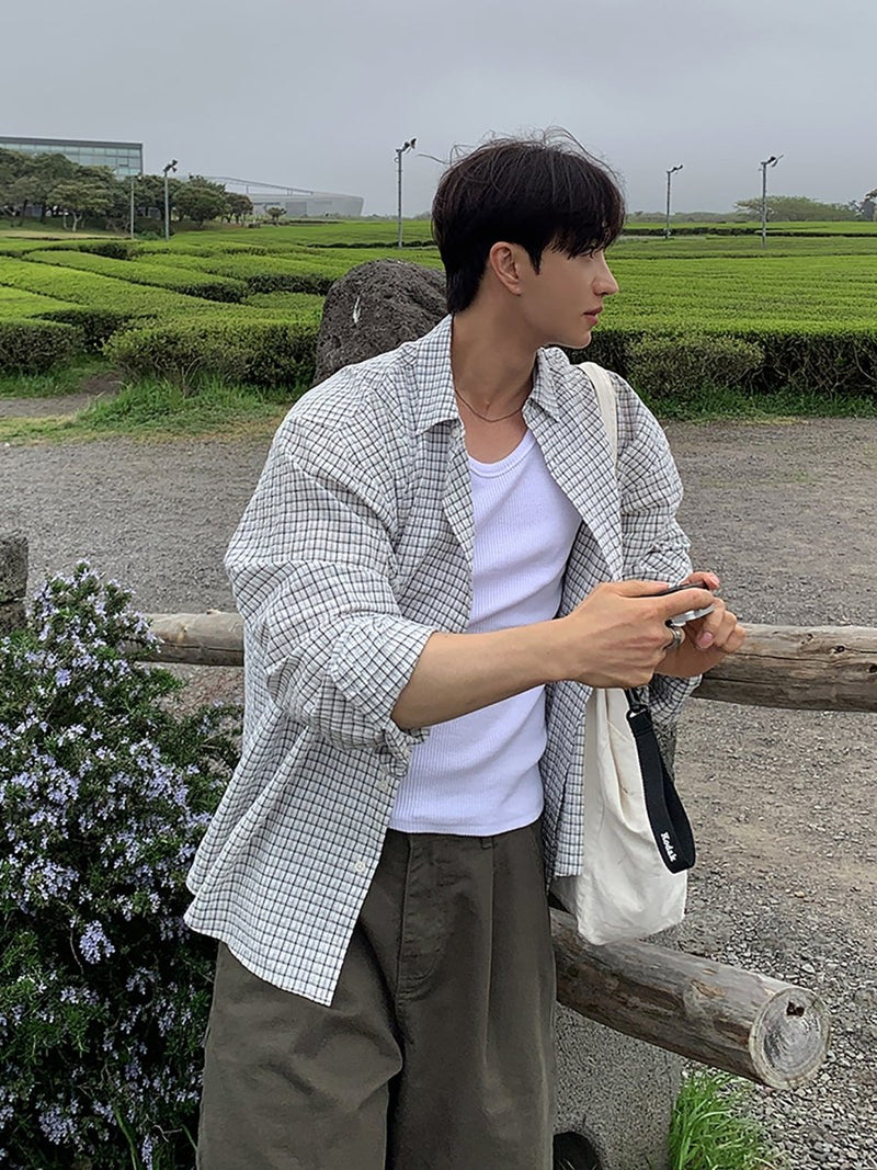 チェック柄ロングスリーブシャツ メンズ｜Check Long SHIRT OR4448 - 韓国メンズファッション通販 - ORUN - 