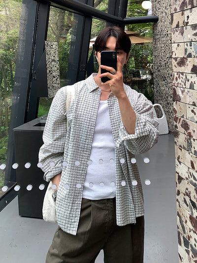 チェック柄ロングスリーブシャツ メンズ｜Check Long SHIRT OR4448 - 韓国メンズファッション通販 - ORUN - 