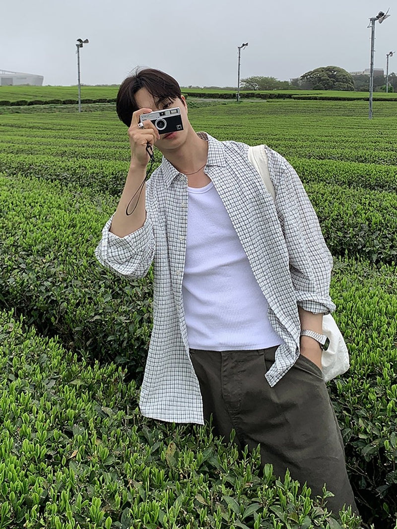 チェック柄ロングスリーブシャツ メンズ｜Check Long SHIRT OR4448 - 韓国メンズファッション通販 - ORUN - 