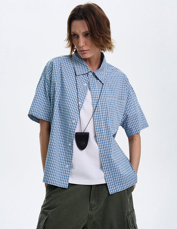 Check pattern short sleeve shirt OR4475