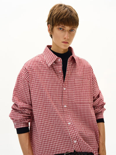 Checked long - sleeved shirt OR4602 - 韓国メンズファッション通販 - ORUN - 