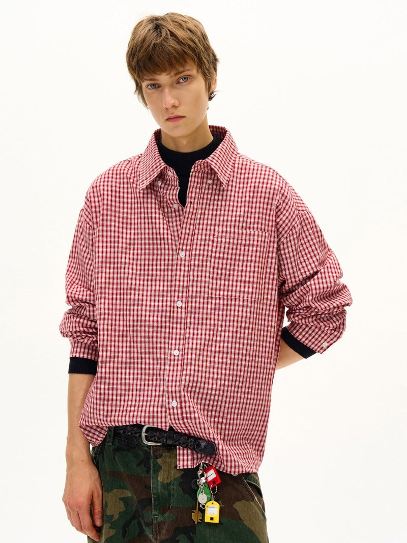 Checked long - sleeved shirt OR4602 - 韓国メンズファッション通販 - ORUN - 