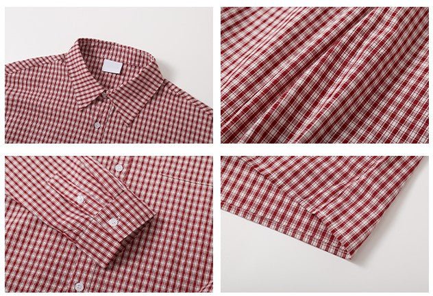Checked long - sleeved shirt OR4602 - 韓国メンズファッション通販 - ORUN - 
