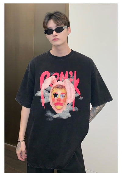 Clown print short sleeve T-shirt OR3036 - ORUN