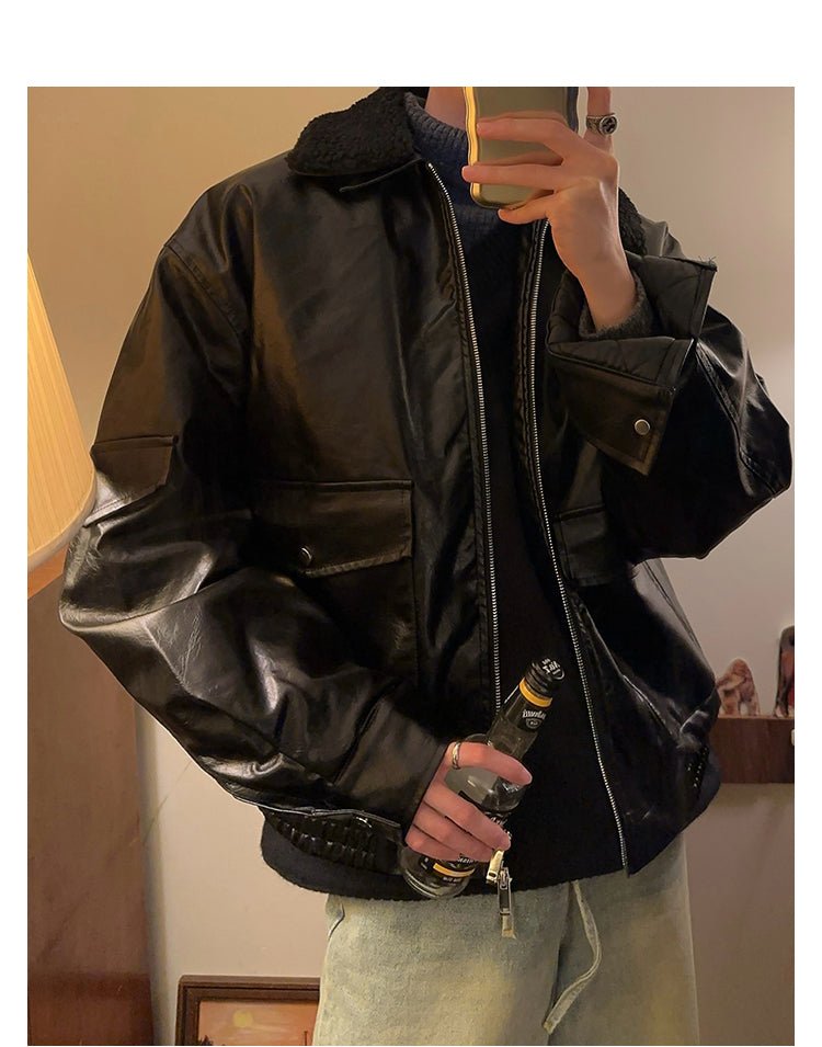 Collar boa leather jacket OR3867 - ORUN