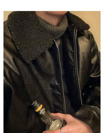 Collar boa leather jacket OR3867 - ORUN