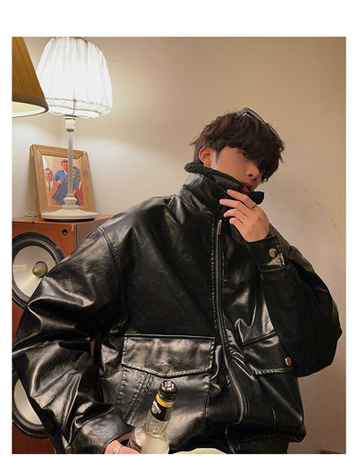 Collar boa leather jacket OR3867 - ORUN