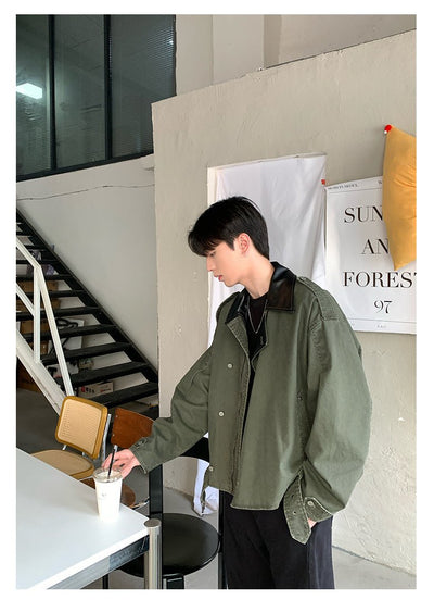 Collar leather lapel jacket OR4192 - ORUN