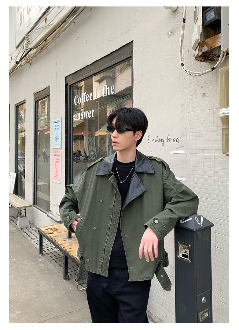 Collar leather lapel jacket OR4192 - ORUN