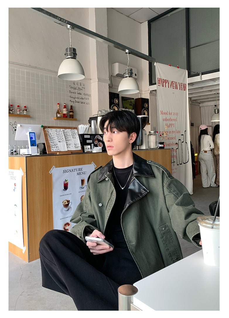 Collar leather lapel jacket OR4192 - ORUN