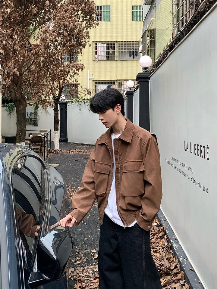 Cropped zipper jacket OR3483 – 韓国メンズファッション通販