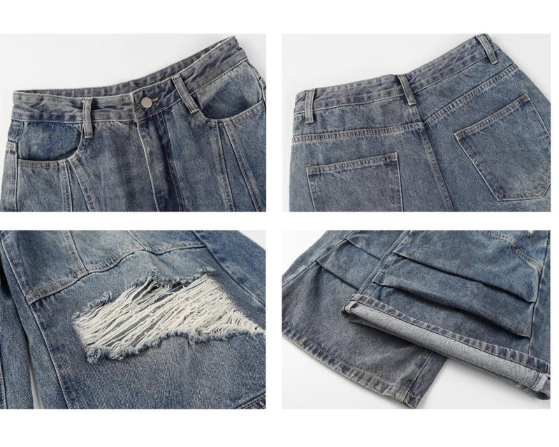 Damaged wide denim pants OR3283 - ORUN
