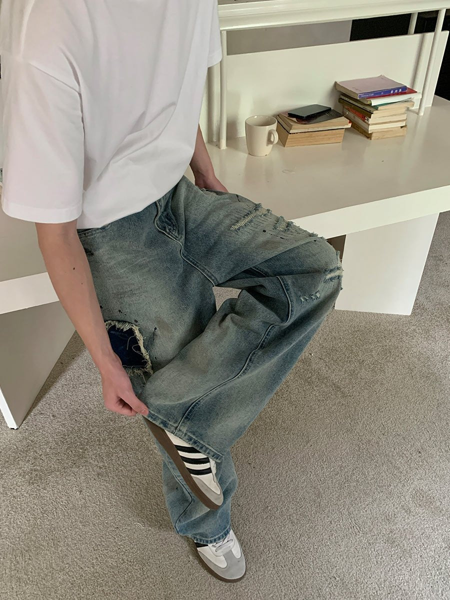 Damaged wide denim pants OR3485 – ORUN
