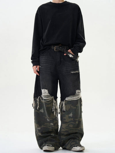 Damaged Wide Denim Pants OR4601 - 韓国メンズファッション通販 - ORUN - 