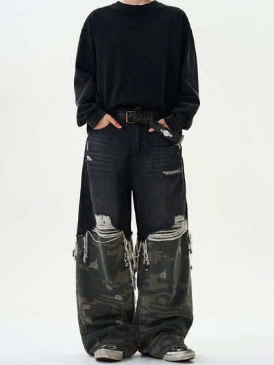 Damaged Wide Denim Pants OR4601 - 韓国メンズファッション通販 - ORUN - 
