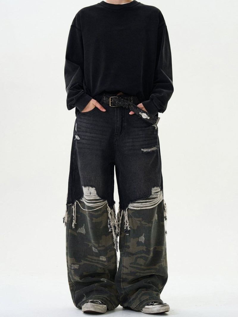 Damaged Wide Denim Pants OR4601 - 韓国メンズファッション通販 - ORUN - 