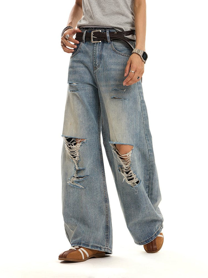 諭吉ゃん！バックスラッシュダメージデニム デニム メンズ スキニーデニム ダメージデニム デニムパンツ