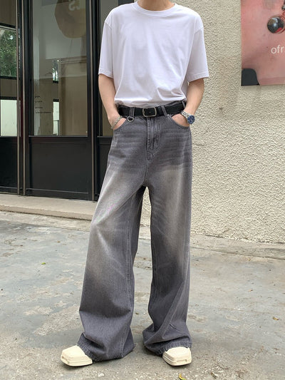 ウォッシュ加工ワイドデニムパンツ / denim pants OR4457 - 韓国メンズファッション通販 - ORUN - 