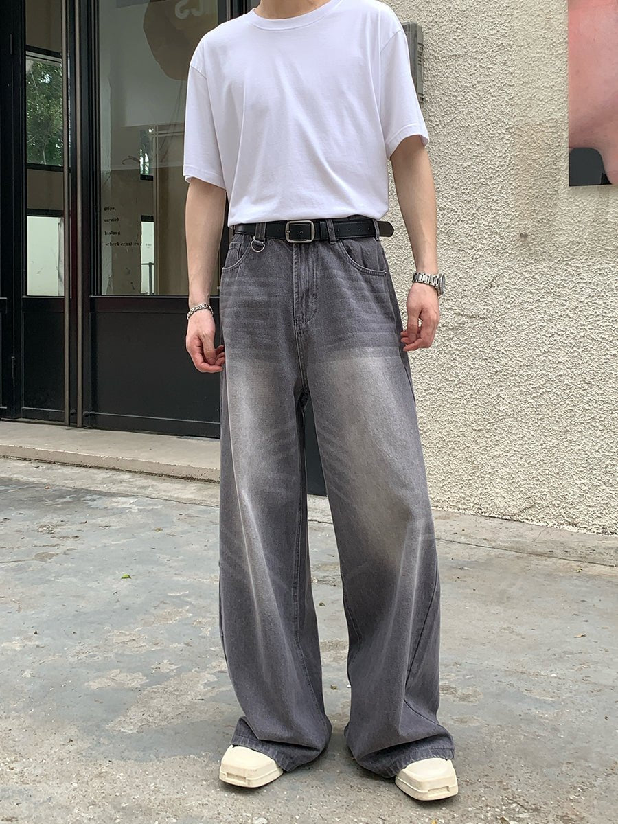 ウォッシュ加工ワイドデニムパンツ / denim pants OR4457 – 韓国メンズ
