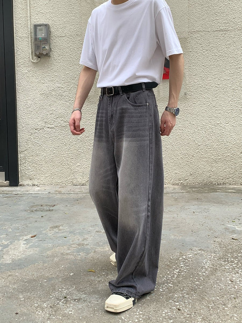 ウォッシュ加工ワイドデニムパンツ / denim pants OR4457 - 韓国メンズファッション通販 - ORUN - 