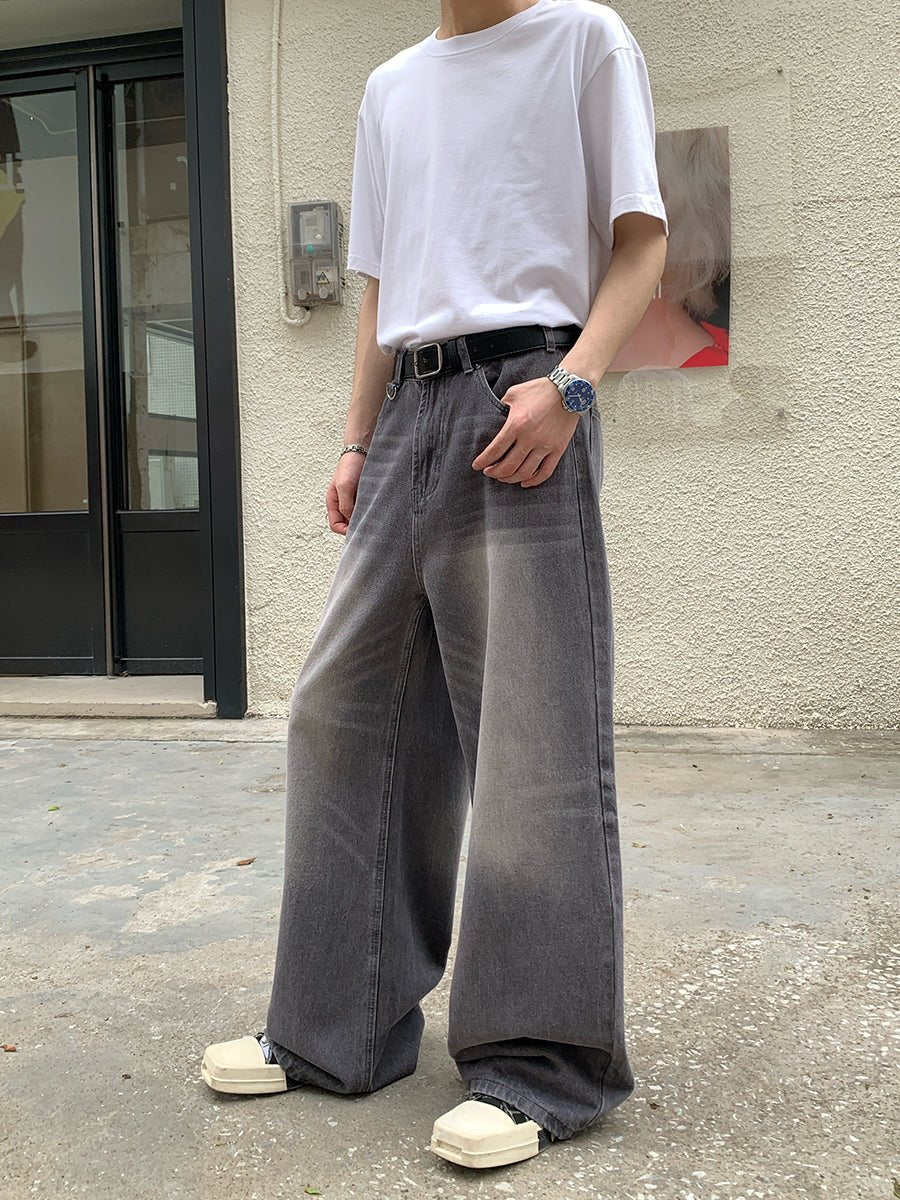 ウォッシュ加工ワイドデニムパンツ / denim pants OR4457 – 韓国メンズ