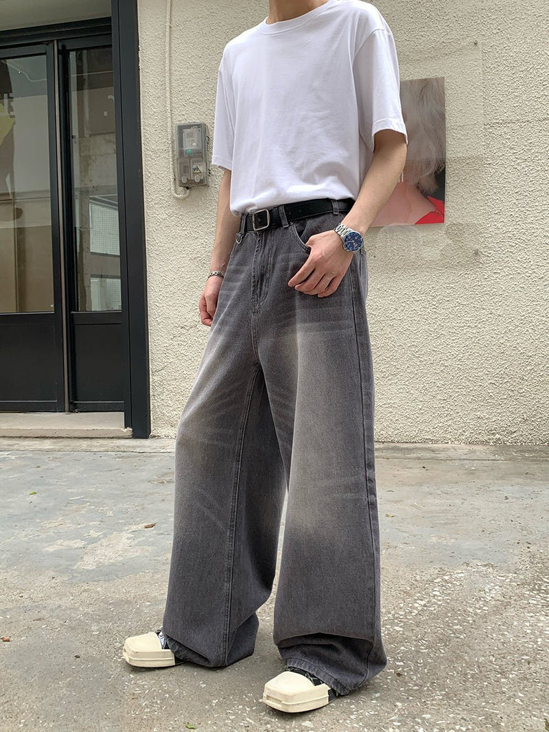 ウォッシュ加工ワイドデニムパンツ / denim pants OR4457 - 韓国メンズファッション通販 - ORUN - 
