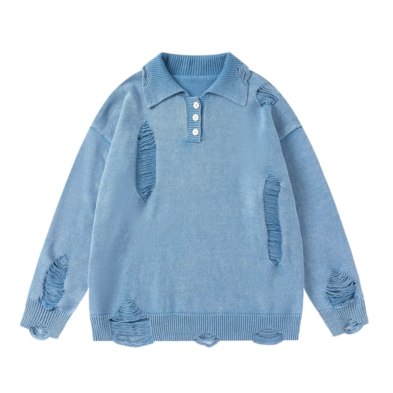 Distressed knit polo shirt OR3911 - ORUN