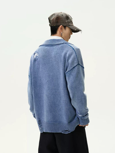 Distressed knit polo shirt OR3911 - ORUN