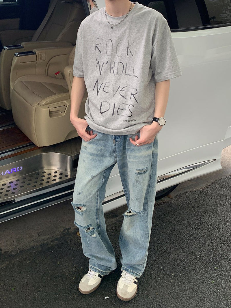Distressed straight denim pants OR3043 - ORUN