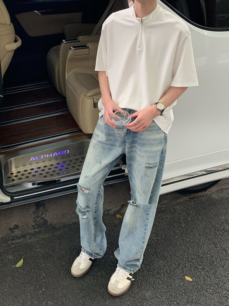 Distressed straight denim pants OR3043 - ORUN