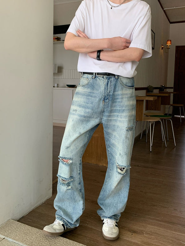 Distressed straight denim pants OR3043