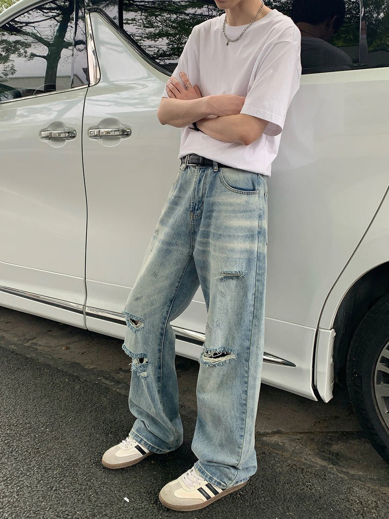 Distressed straight denim pants OR3043 - ORUN