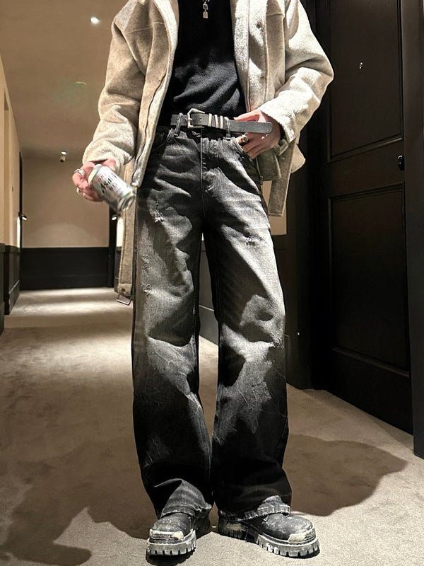 Distressed Straight Denim Pants OR4947