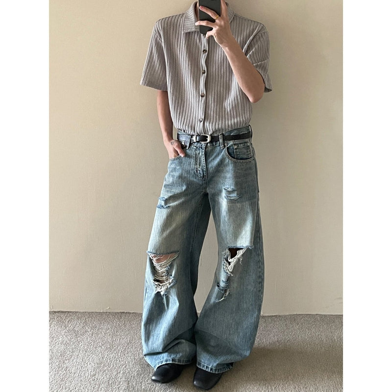 Distressed wide denim pants OR4272 - ORUN