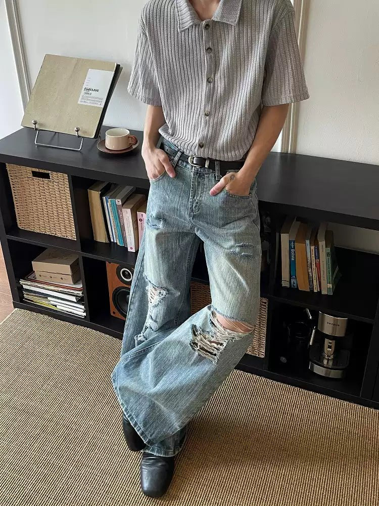 Distressed wide denim pants OR4272 - ORUN