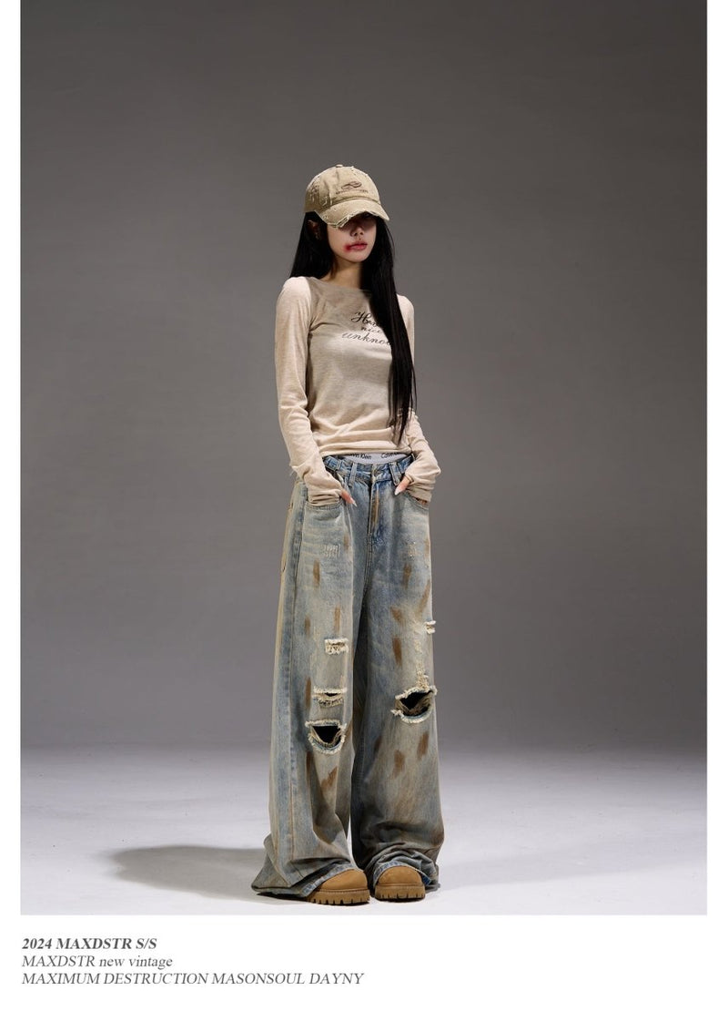 Distressed wide leg pants OR3281 - ORUN