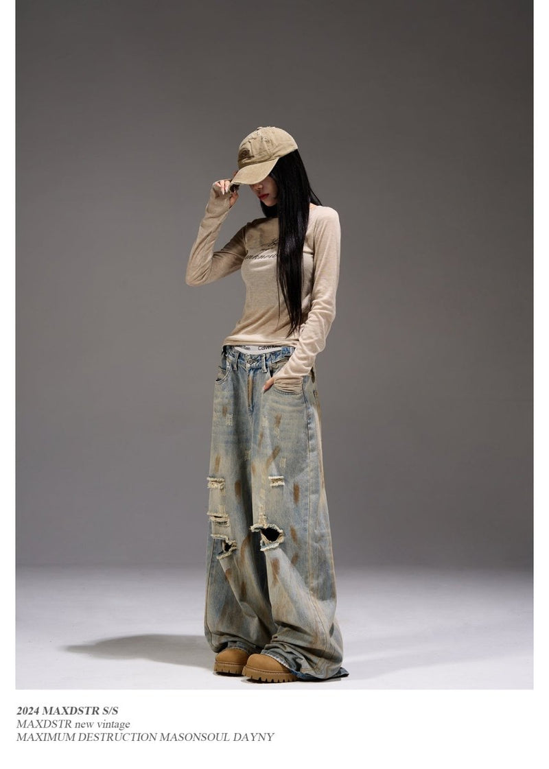 Distressed wide leg pants OR3281 - ORUN
