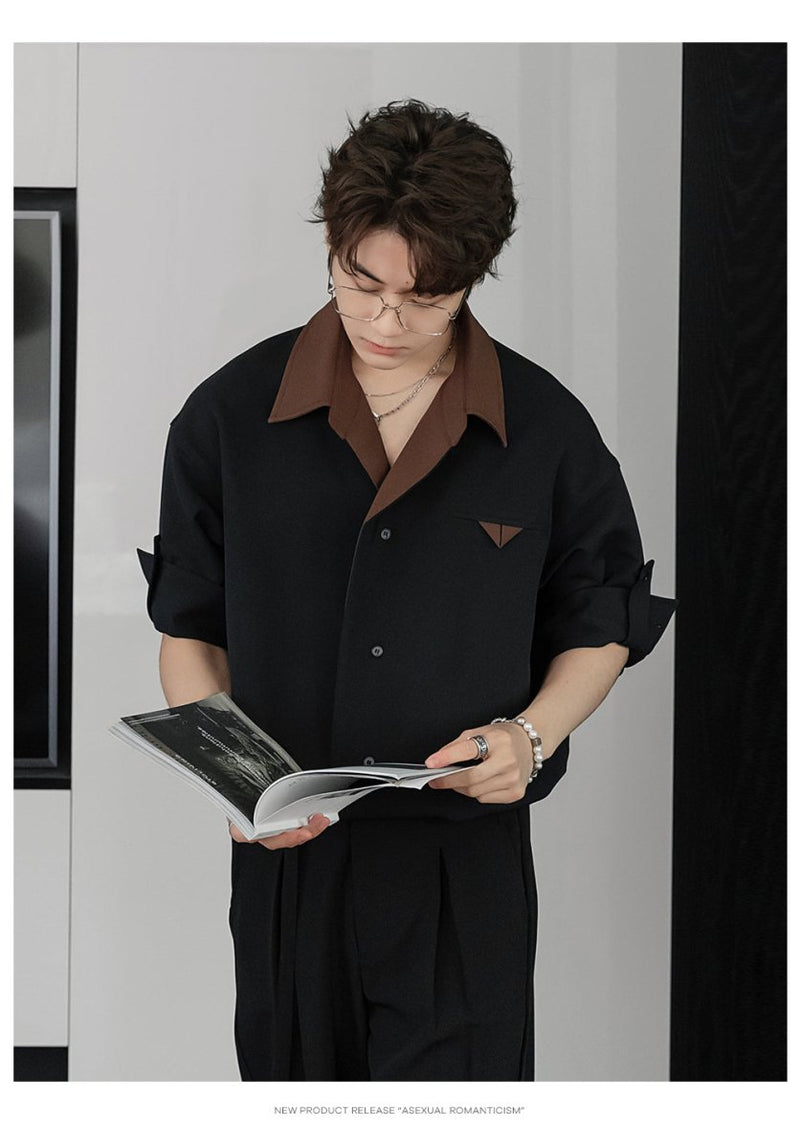 Double collar open shirt OR4392 - 韓国メンズファッション通販 - ORUN - 
