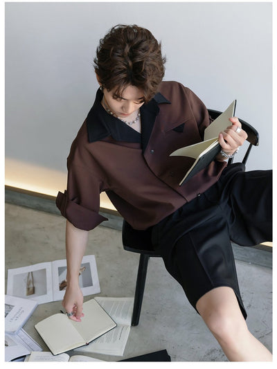 Double collar open shirt OR4392 - 韓国メンズファッション通販 - ORUN - 