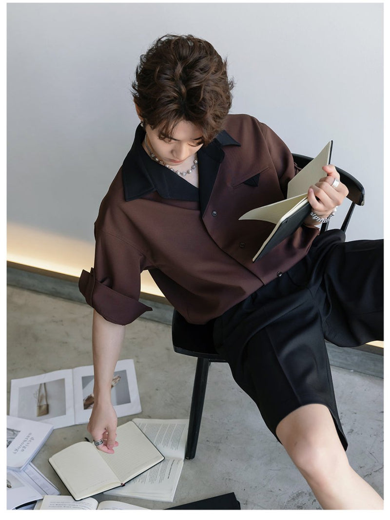 Double collar open shirt OR4392 - 韓国メンズファッション通販 - ORUN - 