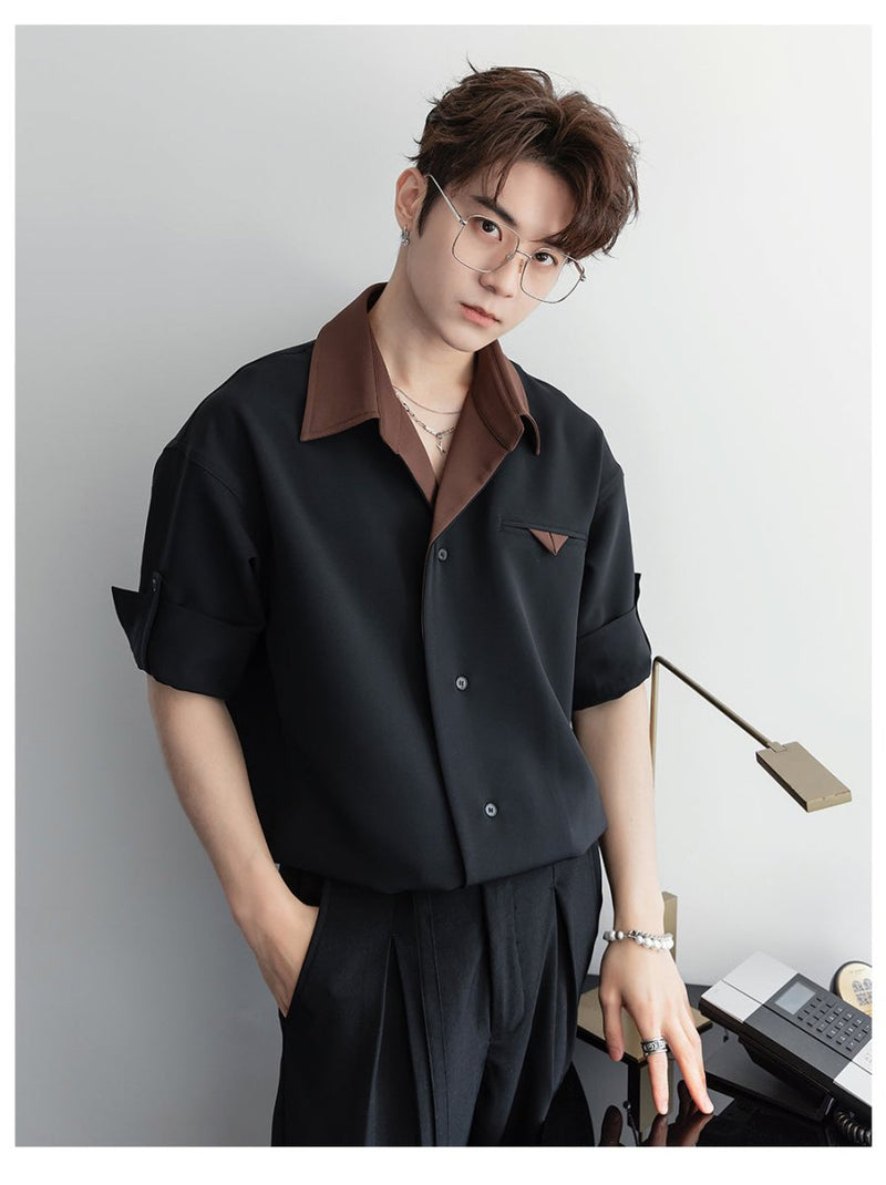 Double collar open shirt OR4392 - 韓国メンズファッション通販 - ORUN - 