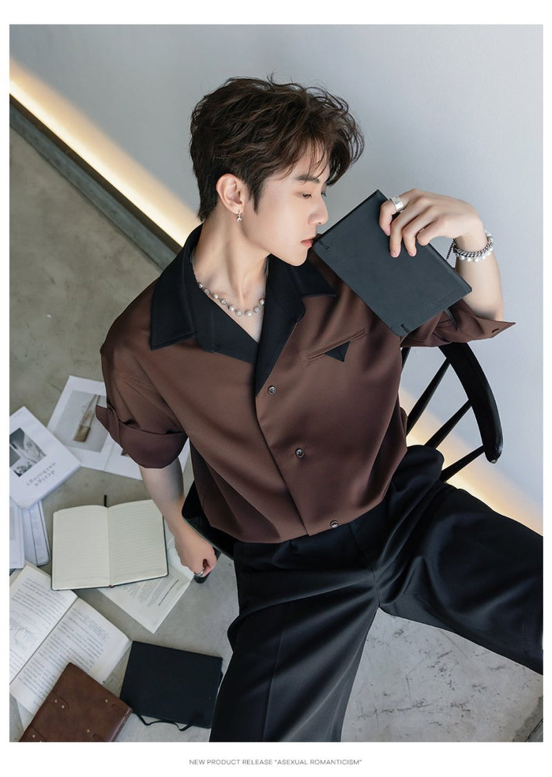 Double collar open shirt OR4392 - 韓国メンズファッション通販 - ORUN - 