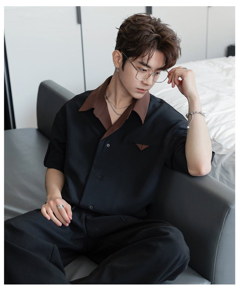 Double collar open shirt OR4392 - 韓国メンズファッション通販 - ORUN - 