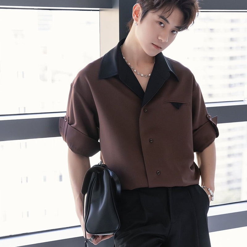 Double collar open shirt OR4392 - 韓国メンズファッション通販 - ORUN - 