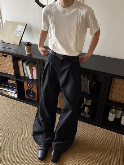 Double pleated straight pants OR4660 - 韓国メンズファッション通販 - ORUN - 