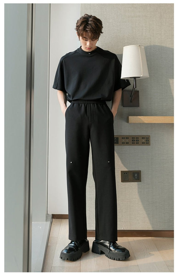 Elastic waist straight slacks OR2828