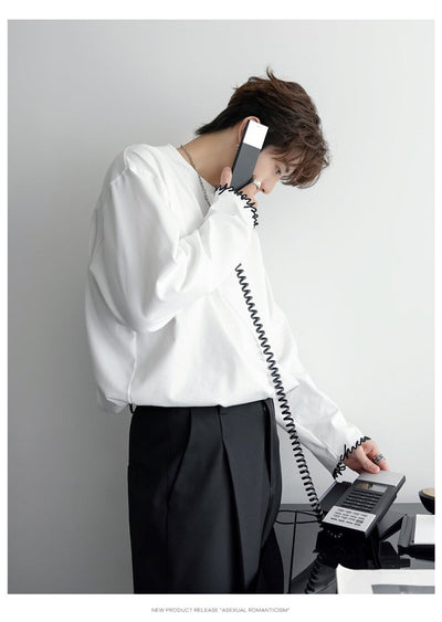 Embroidered Basic Long Sleeve T-Shirt OR4654 - 韓国メンズファッション通販 - ORUN - 
