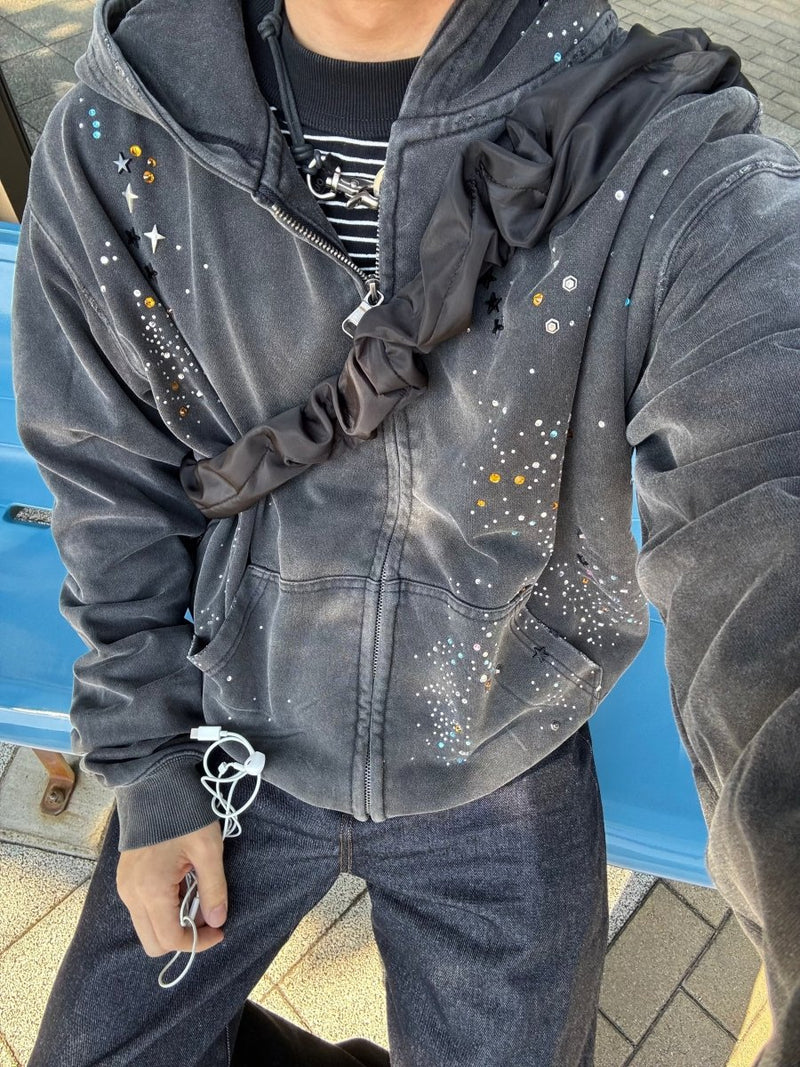 ストーンスタッズジップアップスウェット EN - 015 - 韓国メンズファッション通販 - ORUN - 