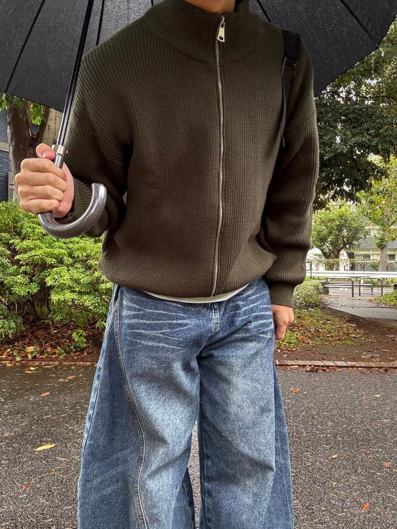 スタンドカラージップニットジャケット EN012 - 韓国メンズファッション通販 - ORUN - 