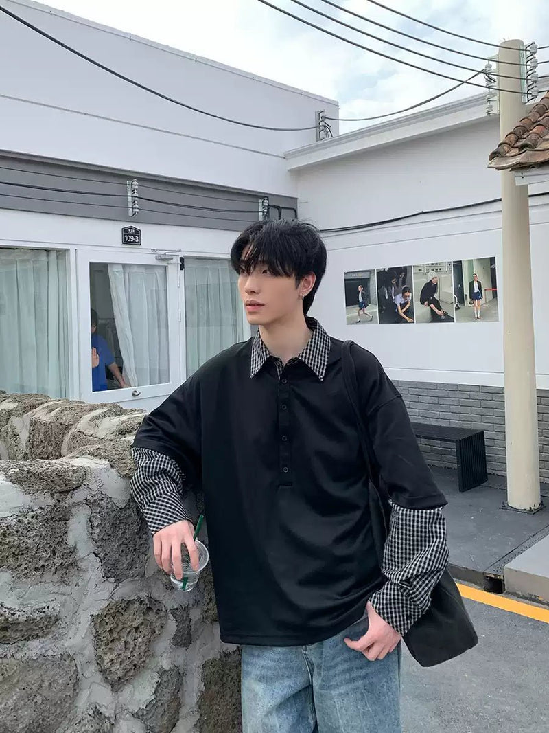 Fake two - piece long sleeve T-shirt OR4238 - ORUN